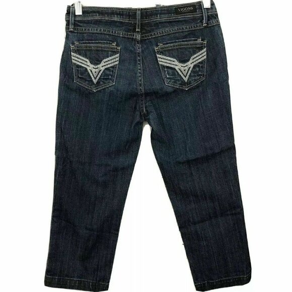 VIGOSS Juniors Size 3 Dark Wash Cropped Capri Blue Denim Jeans 21" Inseam - Picture 1 of 10